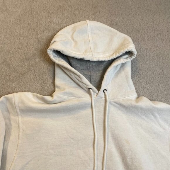 Champion Mens Hoodie Small White With Side Stripe Logo Front Pocket Drawstring - Picture 6 of 11